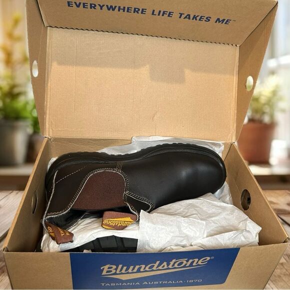 BLUNDSTONE 172 Leather Safety Work Chelsea Boot Stout Brown AUS 10.5 US Men 11.5 - Picture 16 of 16